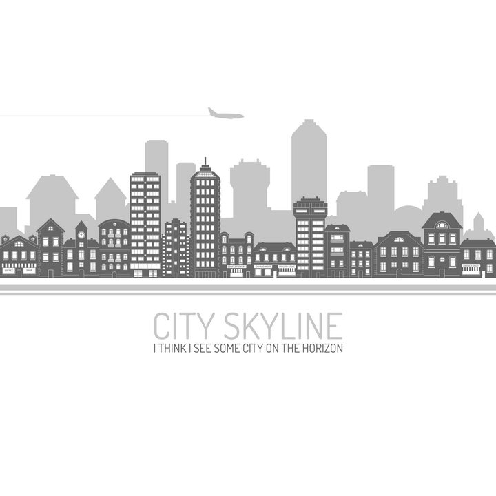 灰色黑色风格的城市建筑天际线轮廓图片免抠矢量图素材 建筑装修-第1张
