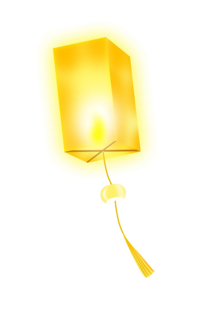 黄色的立方体祈福孔明灯图片免抠png素材 节日素材-第1张