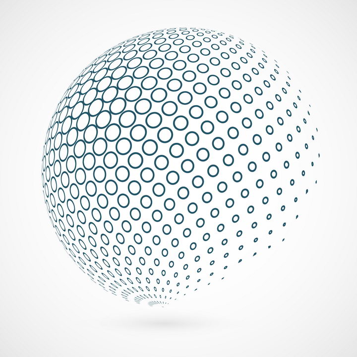 创意圆点圆环组成的立体球体装饰图案图片免抠矢量素材 线条形状-第1张