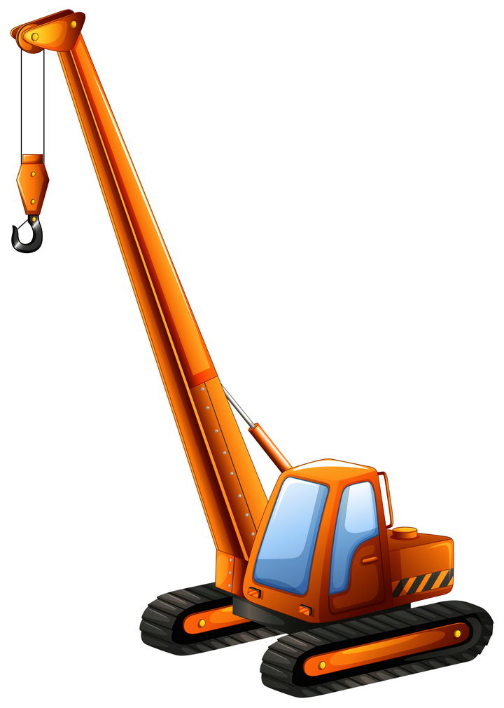 橙色的履带式大型起重机工程机械车辆图片免抠矢量素材 工业农业-第1张