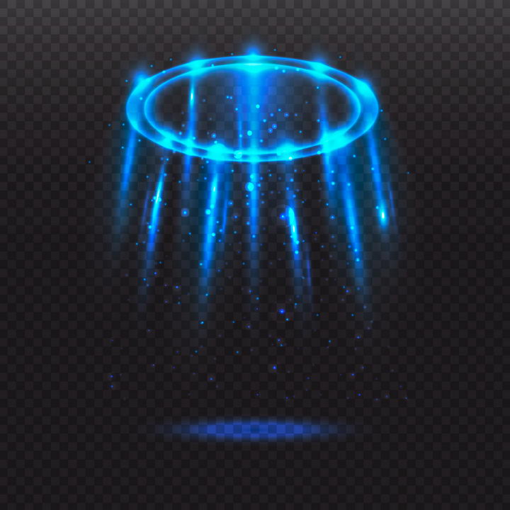 科幻风格蓝色发光光圈传送门效果图片免抠矢量图素材 效果元素-第1张