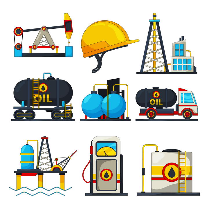9款卡通风格石油生产工业配图图片免抠矢量素材 工业农业-第1张