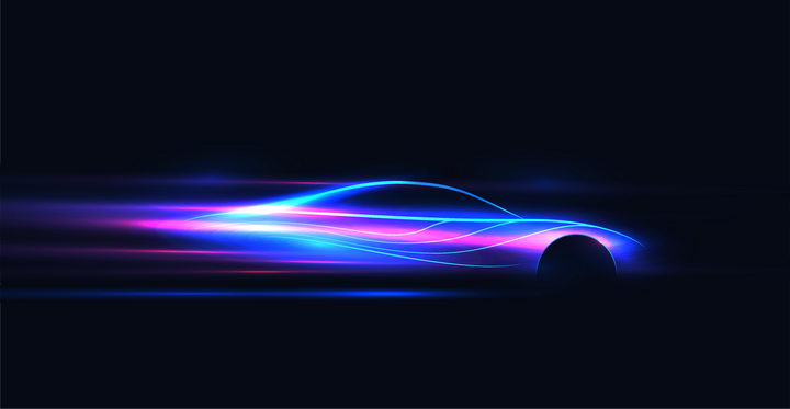 唯美风格光线组成的高速前进的跑车汽车背景图片 设计盒子