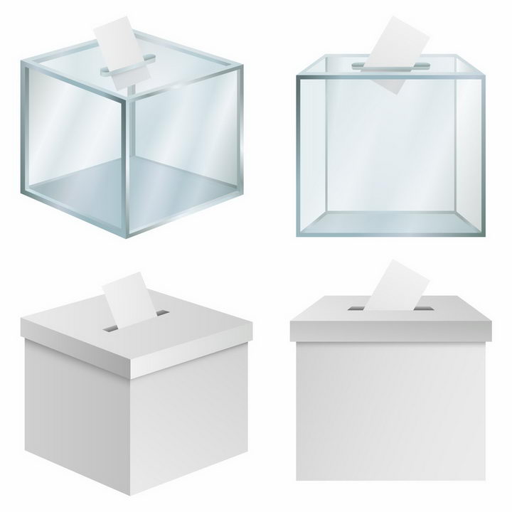 4款玻璃箱塑料箱投票箱png图片免抠矢量素材 党建政务-第1张