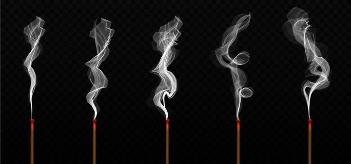 5款冒着白烟的上香拈香图片png免抠素材 效果元素-第1张