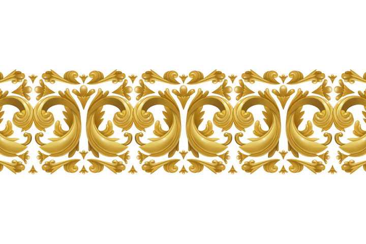 复古风格的立体金色花纹装饰图片免抠矢量素材
