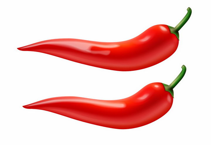 两款火红色的尖辣椒美味蔬菜调味品png图片免抠矢量素材 生活素材-第1张