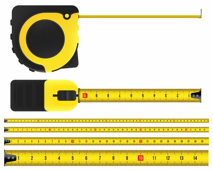 黑色和黄色两种颜色的卷尺测量工具png图片免抠矢量素材 科学地理-第1张