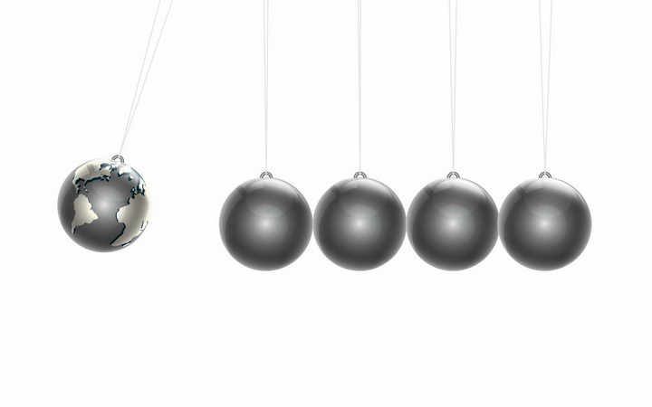 抽象银灰色牛顿摆地球小球png图片免抠eps矢量素材 科学地理-第1张