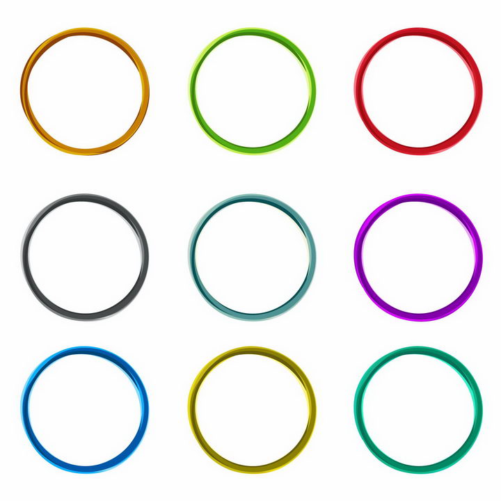 9款彩色扭曲的圆环png图片免抠eps矢量素材 线条形状-第1张