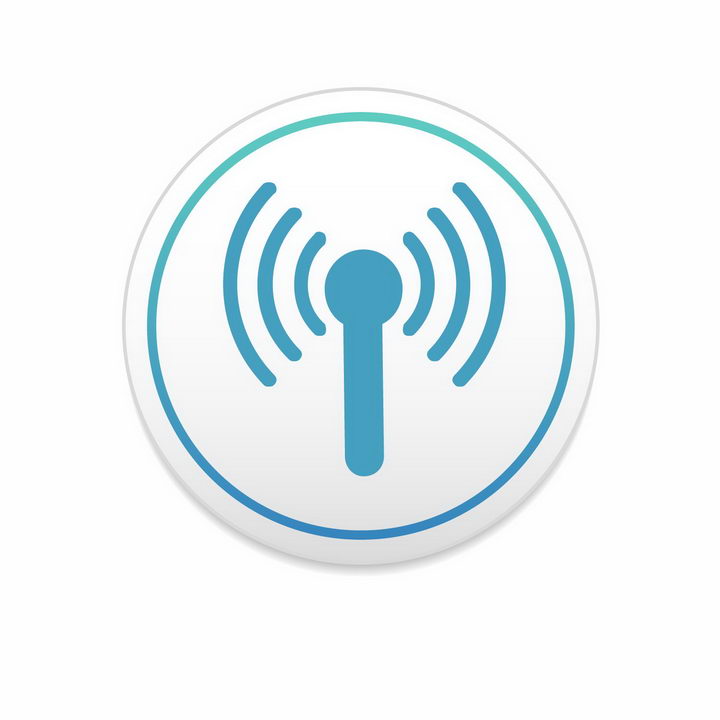 蓝色圆圈背景wifi信号图标png图片免抠eps矢量素材 设计盒子