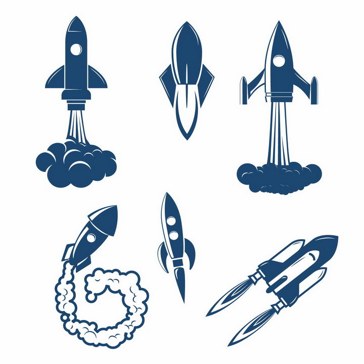 各种蓝色白色的火箭和航天飞机png图片免抠eps矢量素材 军事科幻-第1张
