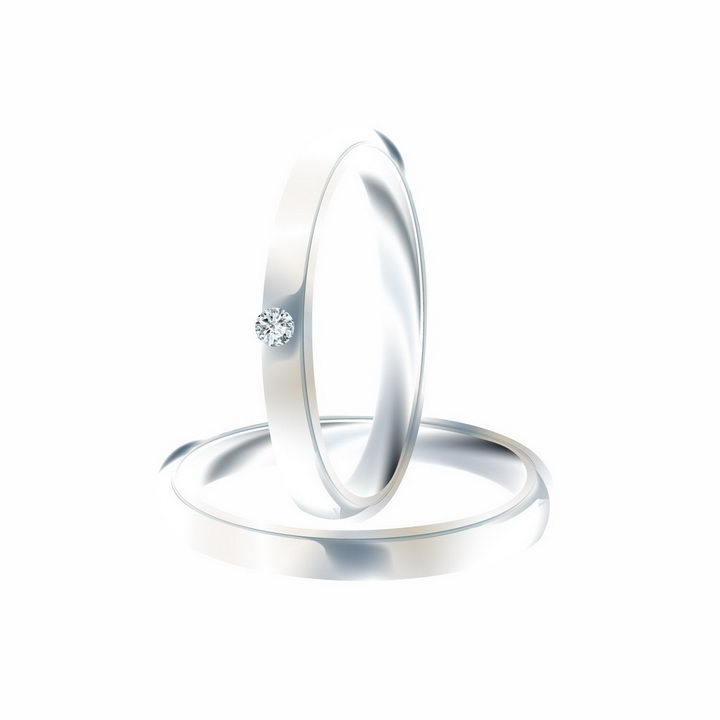 两只镶钻的铂金结婚戒指png图片免抠矢量素材 生活素材-第1张