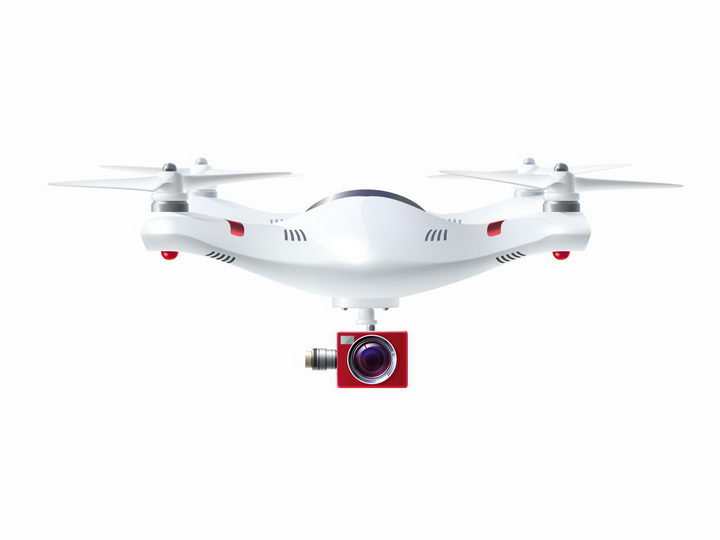 一架白色的四轴无人机飞行器带摄像头的遥控飞机png图片免抠矢量素材