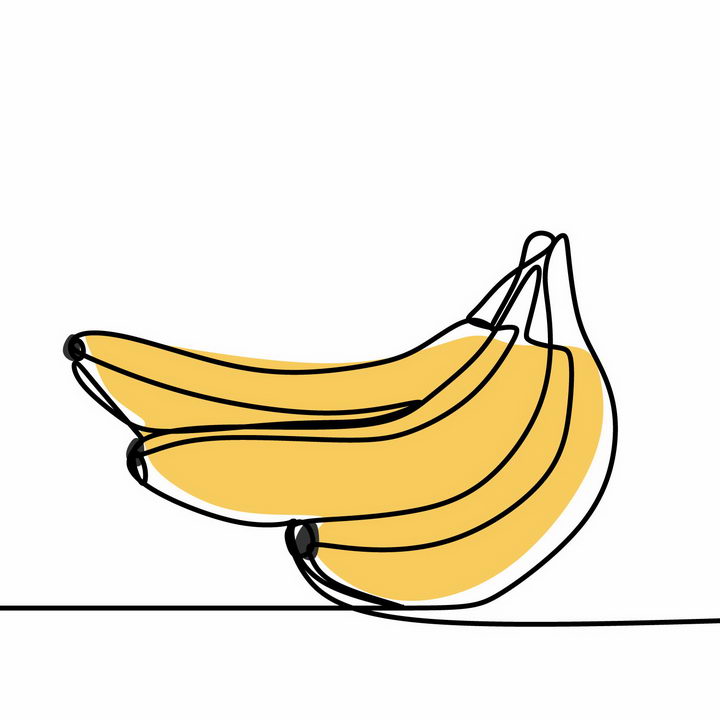 简约线条上色风格香蕉美味水果png图片免抠EPS矢量素材 生活素材-第1张