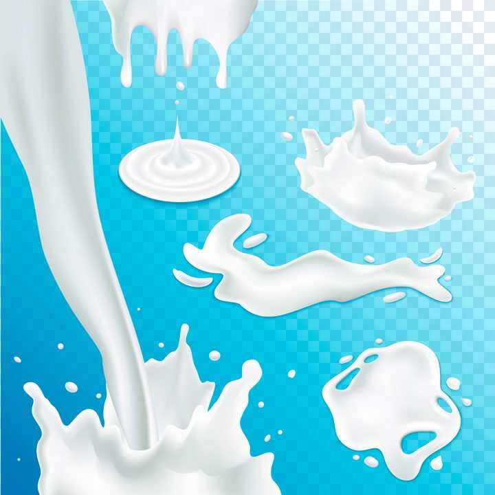 各种牛奶乳白色液滴涟漪效果png图片免抠矢量素材