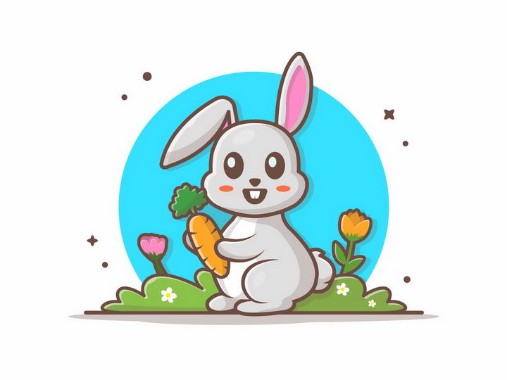 兔子吃萝卜简笔画彩色图片