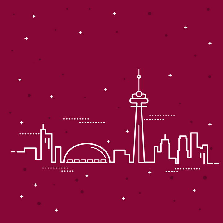 加拿大多伦多白色线条城市天际线图案png图片免抠矢量素材 建筑装修-第1张