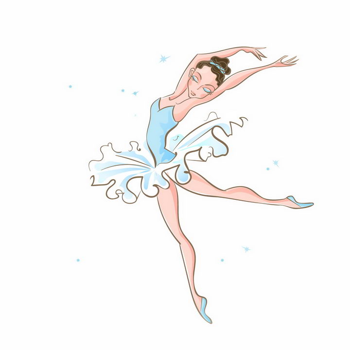手绘风格正在跳芭蕾舞的卡通美女png图片免抠矢量素材