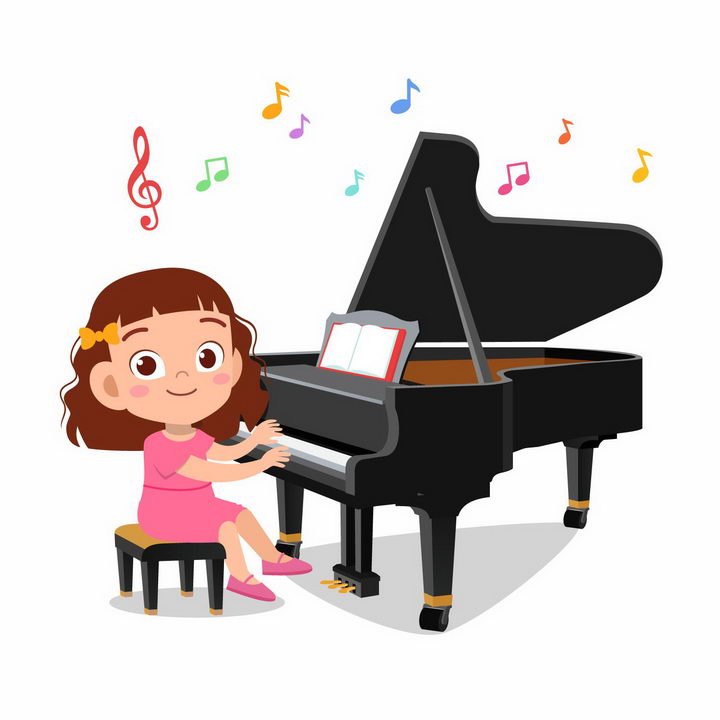 弹钢琴的女孩简笔画图片