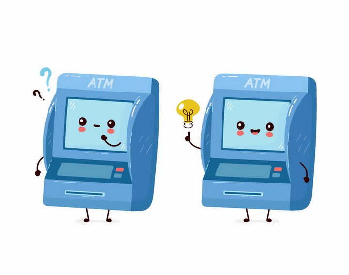 卡通银行ATM机的表情png图片免抠矢量素材 金融理财-第1张