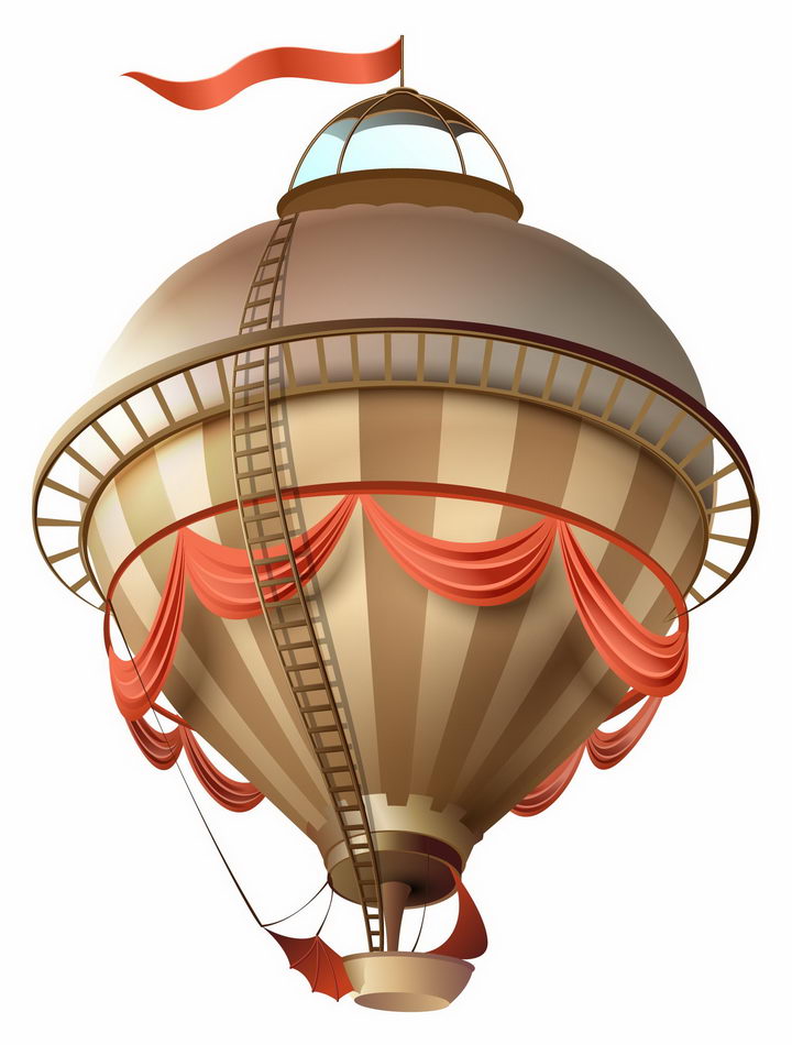 蒸汽朋克风格的热气球氢气球png图片免抠矢量素材 交通运输-第1张