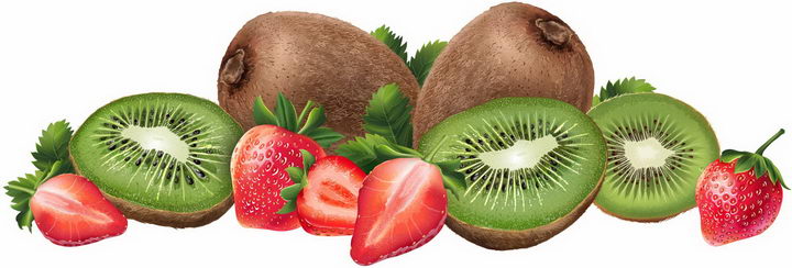切开的猕猴桃奇异果草莓美味水果横切面png图片免抠矢量素材 生活素材-第1张