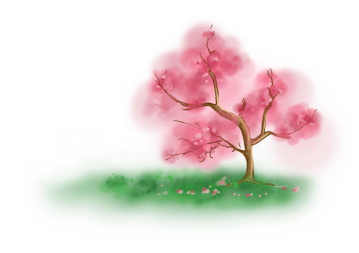 春天桃花树图画图片