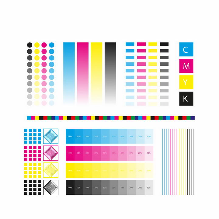各种灰度亮度的CMYK色值卡校准颜色png图片免抠eps矢量素材 IT科技-第1张