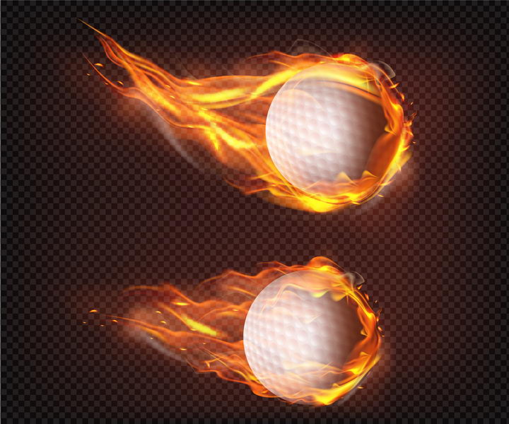 2款飞行中燃烧着火焰的高尔夫球png图片免抠矢量素材 效果元素-第1张