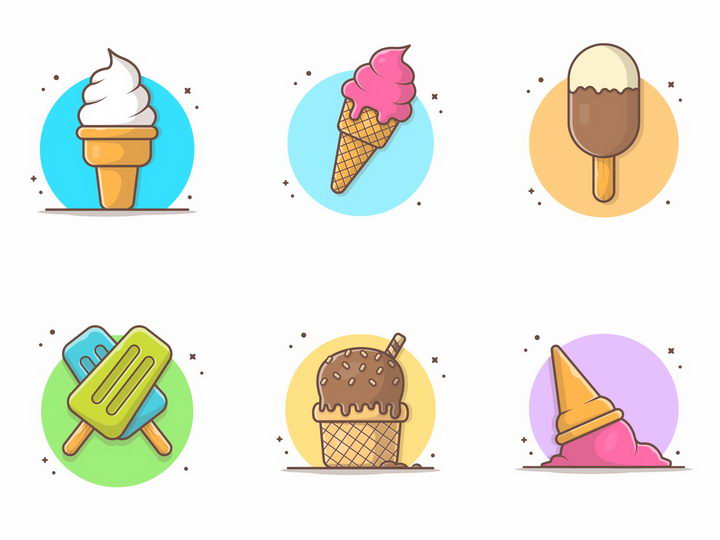 6款MBE风格卡通冰淇淋雪糕png图片免抠矢量素材 生活素材-第1张