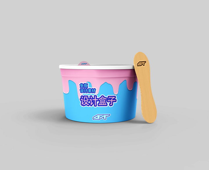 桶装冰淇淋外包装品牌logo标志图案样机图片设计模板素材 样机-第1张