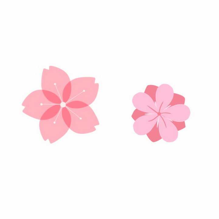 两款简约风格的粉色桃花装饰png图片免抠素材