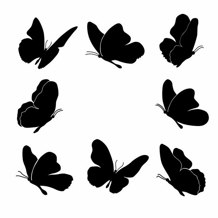 8款蝴蝶昆虫虫子剪影png图片免抠矢量素材 设计盒子