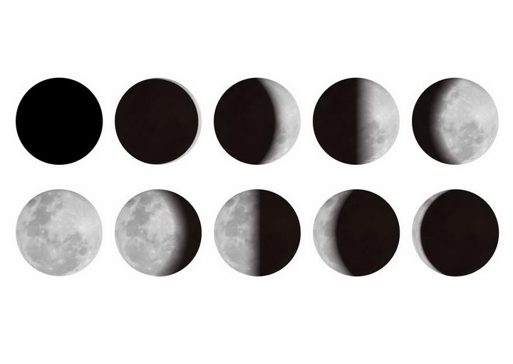 真实月相变化图月球月亮明暗交替变化科普配图png图片免抠矢量素材 科学地理-第1张