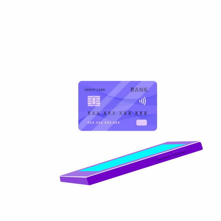 手机上的银行卡信用卡手机信用支付png图片免抠矢量素材 IT科技-第1张