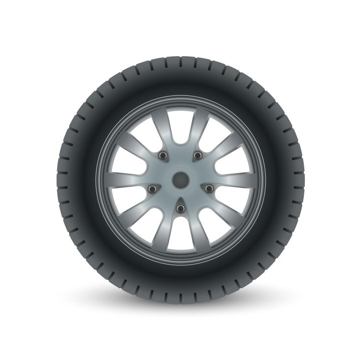 黑色的汽车轮胎侧面图和银色的金属轮毂汽车配件png图片免抠矢量素材 交通运输-第1张
