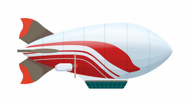 红色图案装饰的银色飞艇png图片免抠eps矢量素材 交通运输-第1张