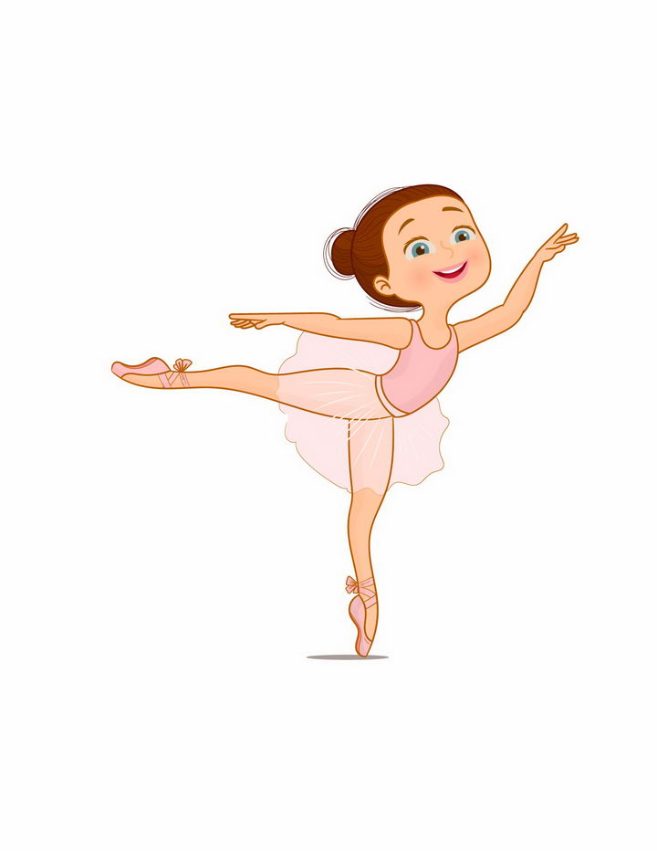正在跳芭蕾舞的卡通舞蹈小女孩png图片免抠矢量素材