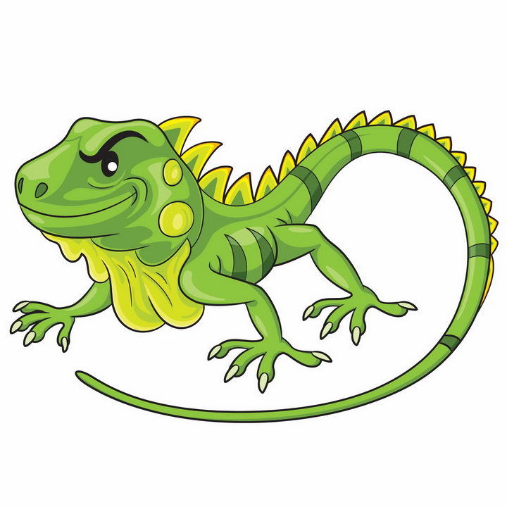 一只绿色的卡通蜥蜴爬行动物png图片免抠矢量素材 设计盒子