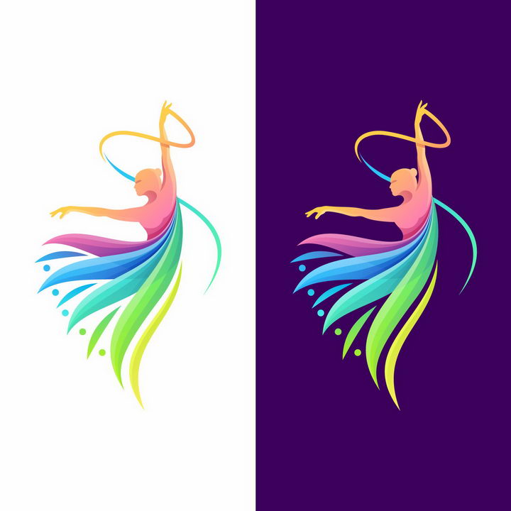翩翩起舞的彩色跳舞舞蹈舞者logo设计方案png图片免抠矢量素材 标志LOGO-第1张