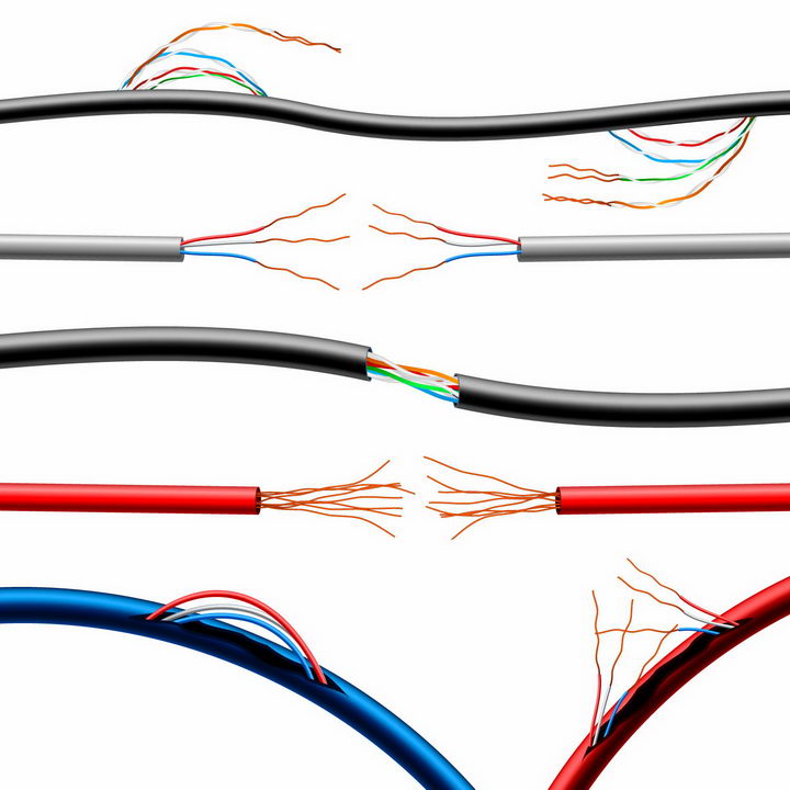 各种颜色的电线电缆光纤线铜线结构图png图片免抠矢量素材 生活素材-第1张