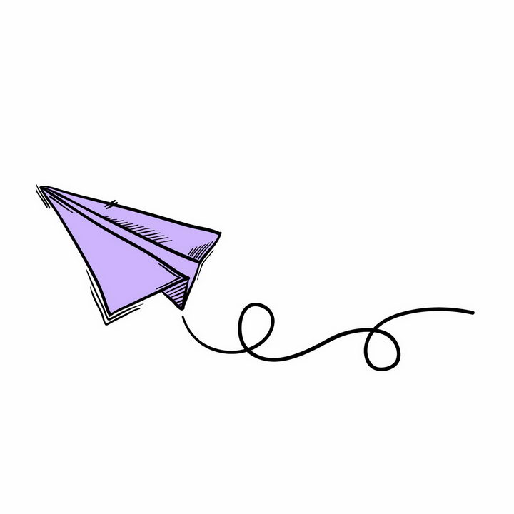 手绘风格紫色纸飞机png图片免抠矢量素材 休闲娱乐-第1张