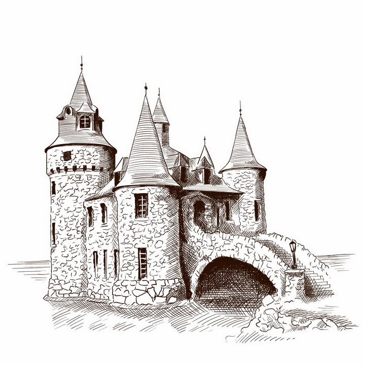 素描城堡图片简单点的图片