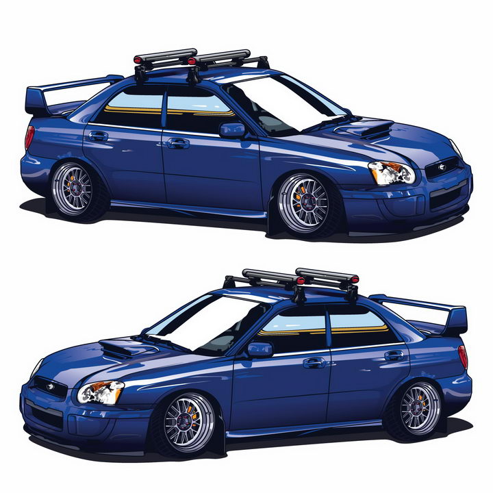 两种视角的蓝色汽车赛车png图片免抠矢量素材 交通运输-第1张