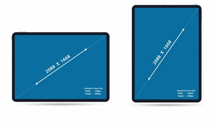 苹果iPad Pro平板电脑对角线尺寸示意图png图片免抠矢量素材 IT科技-第1张