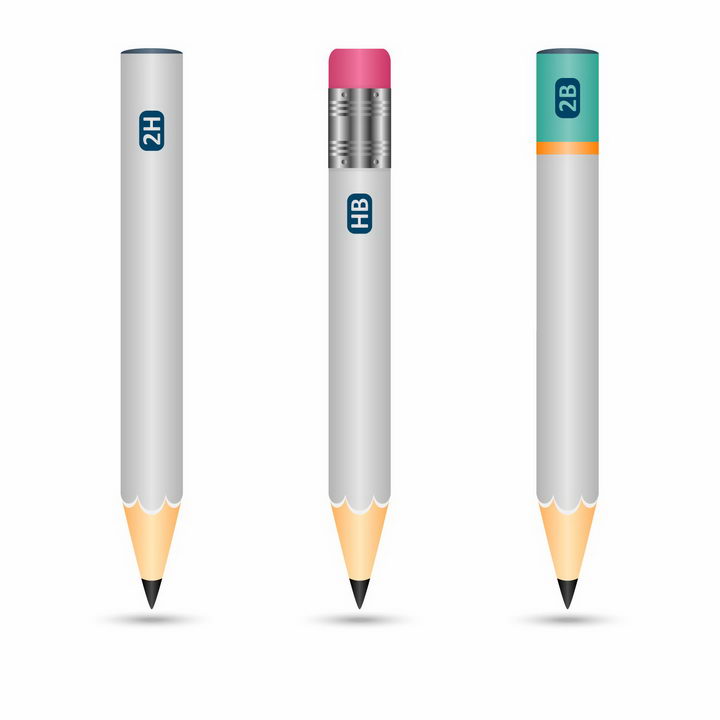 三支灰色2h Hb 2b铅笔png图片免抠矢量素材 设计盒子
