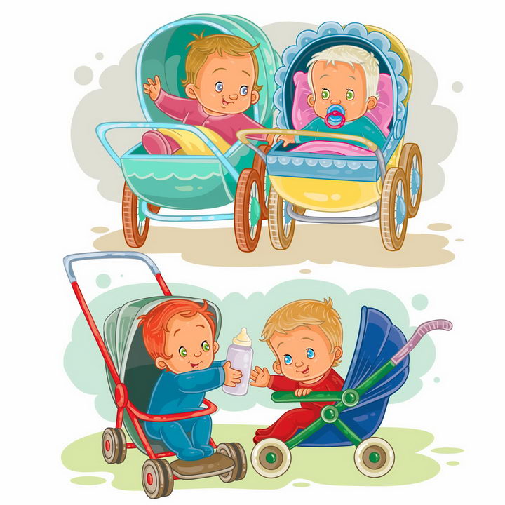 2款坐在婴儿车中玩耍的宝宝png图片免抠素材 生活素材-第1张