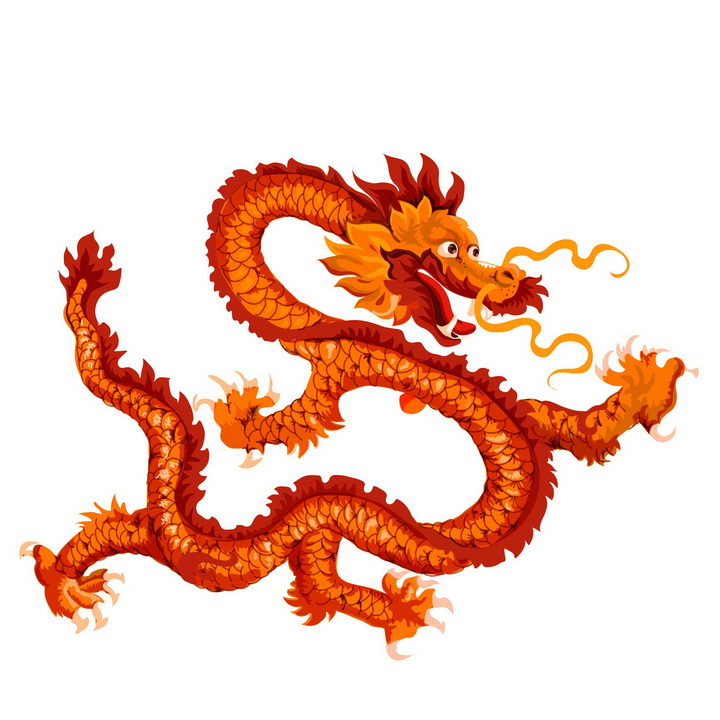 红色的中国龙神龙传统神兽png图片免抠素材 生物自然-第1张