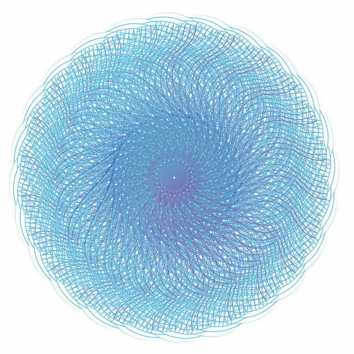 抽象蓝色线条组成的圆形花纹图案png图片免抠ai矢量素材 装饰素材-第1张